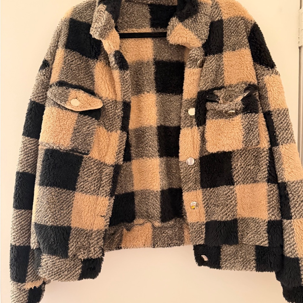 Plaid Sherpa Shirt Jacket size M